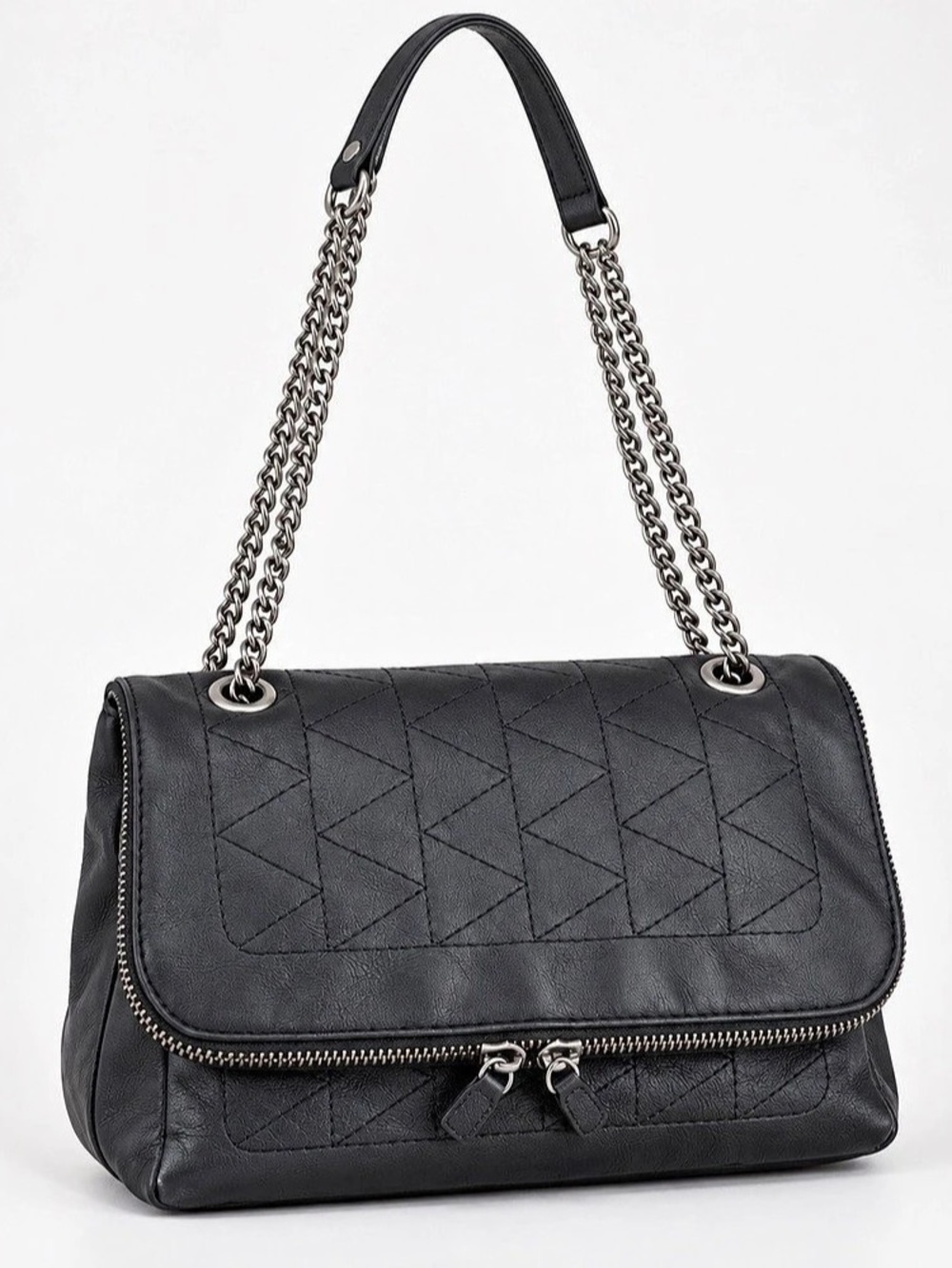 Zara Black Geometric Chain Shoulder Bag